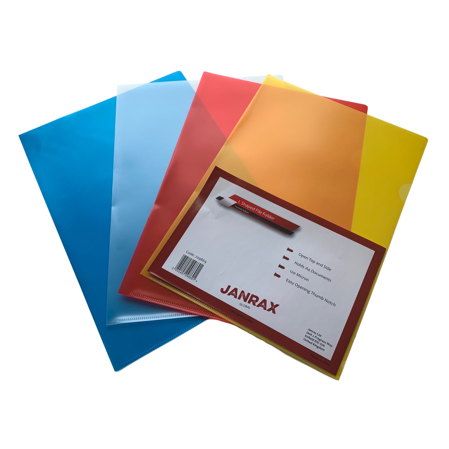 Pack of 50 A4 Blue L Shaped Open Top and Side Report File Folders