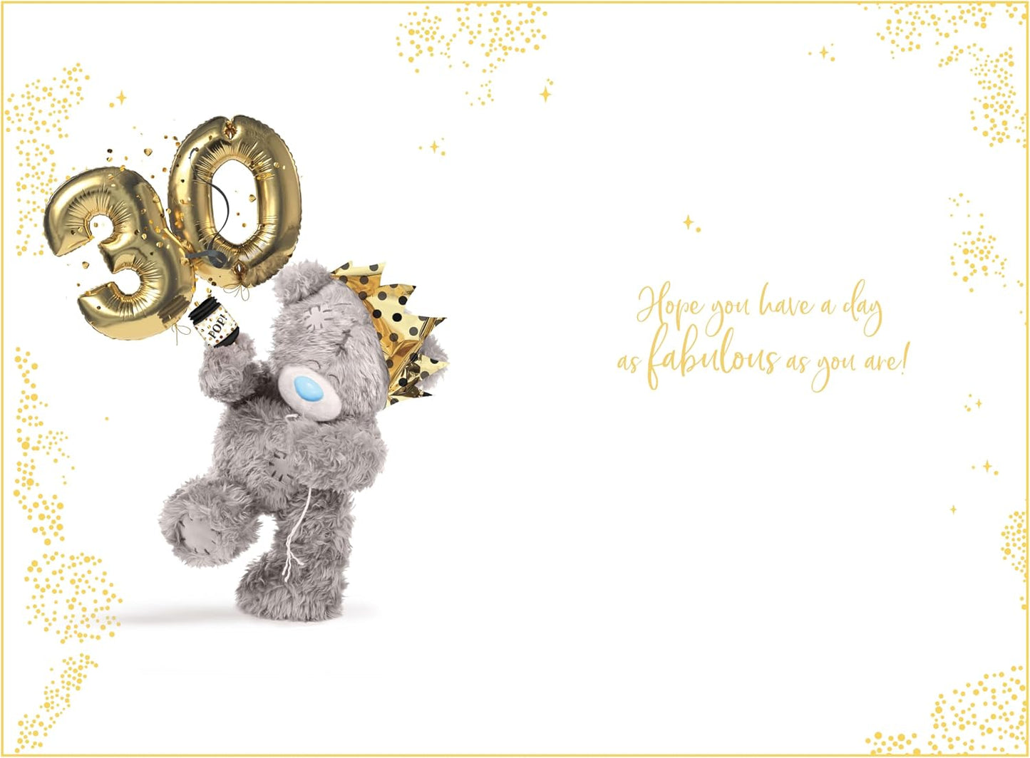 Bear With Balloons 3D Photo Finish Keepsake 30th Birthday Card