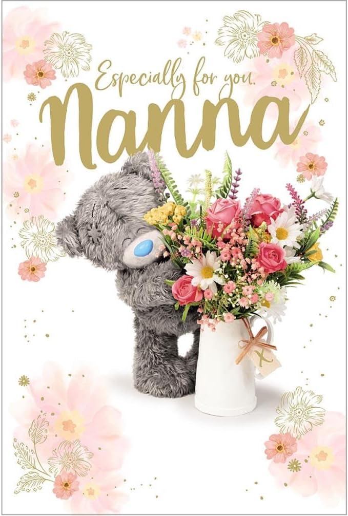 Bear And Vase Of Flowers Nanna Photo Finish Mother's Day Card