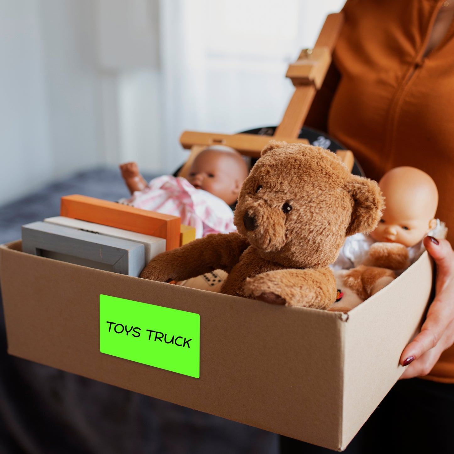 Pack of 48 Fluorescent Green 50x80mm Rectangular Labels