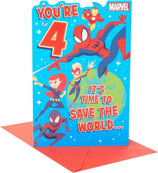 Marvel Pop-Up Design 4th Birthday Card