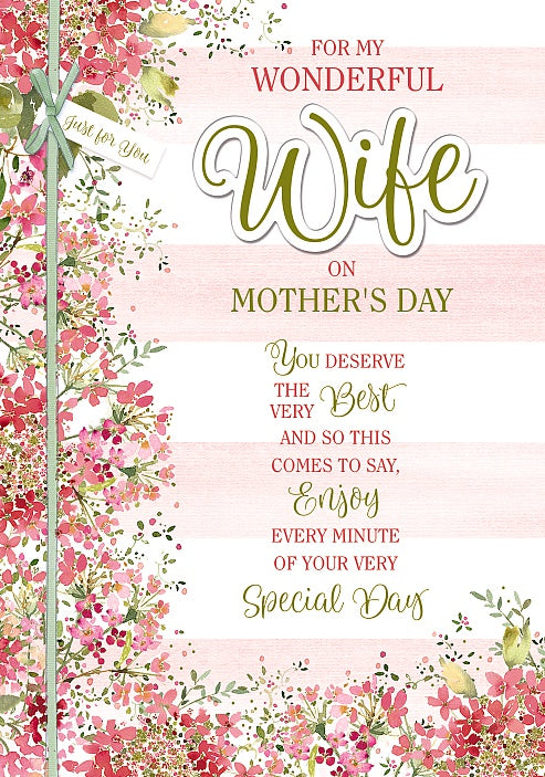Wonderful Wife Handmade Floral Mother's Day Card
