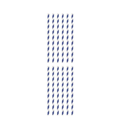 Pack of 12 Blue And White Striped Paper Straws