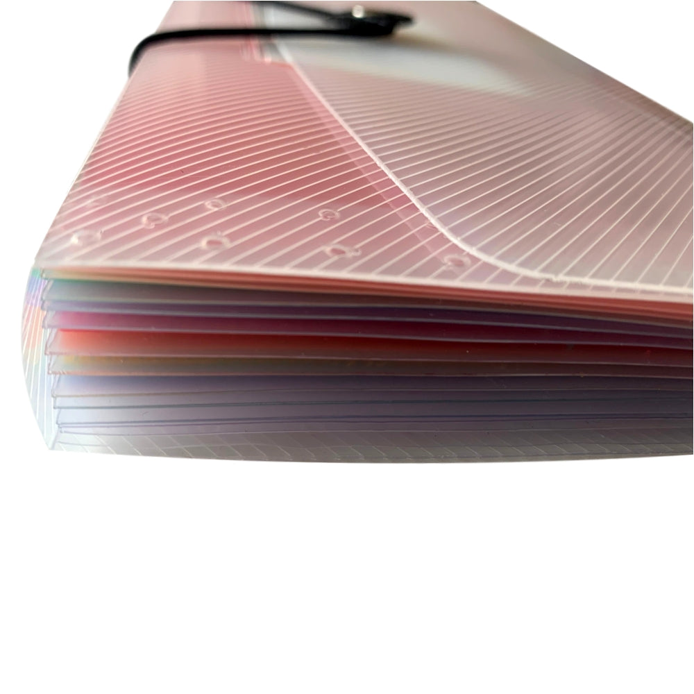 13 Part DL Rainbow Coloured Tabs Expanding File with Elastic Closure