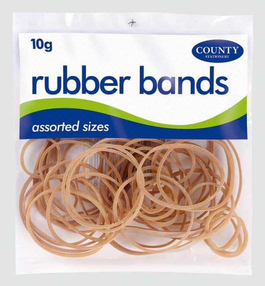 Pack of 12 Assorted Size Natural Rubber Bands 10g