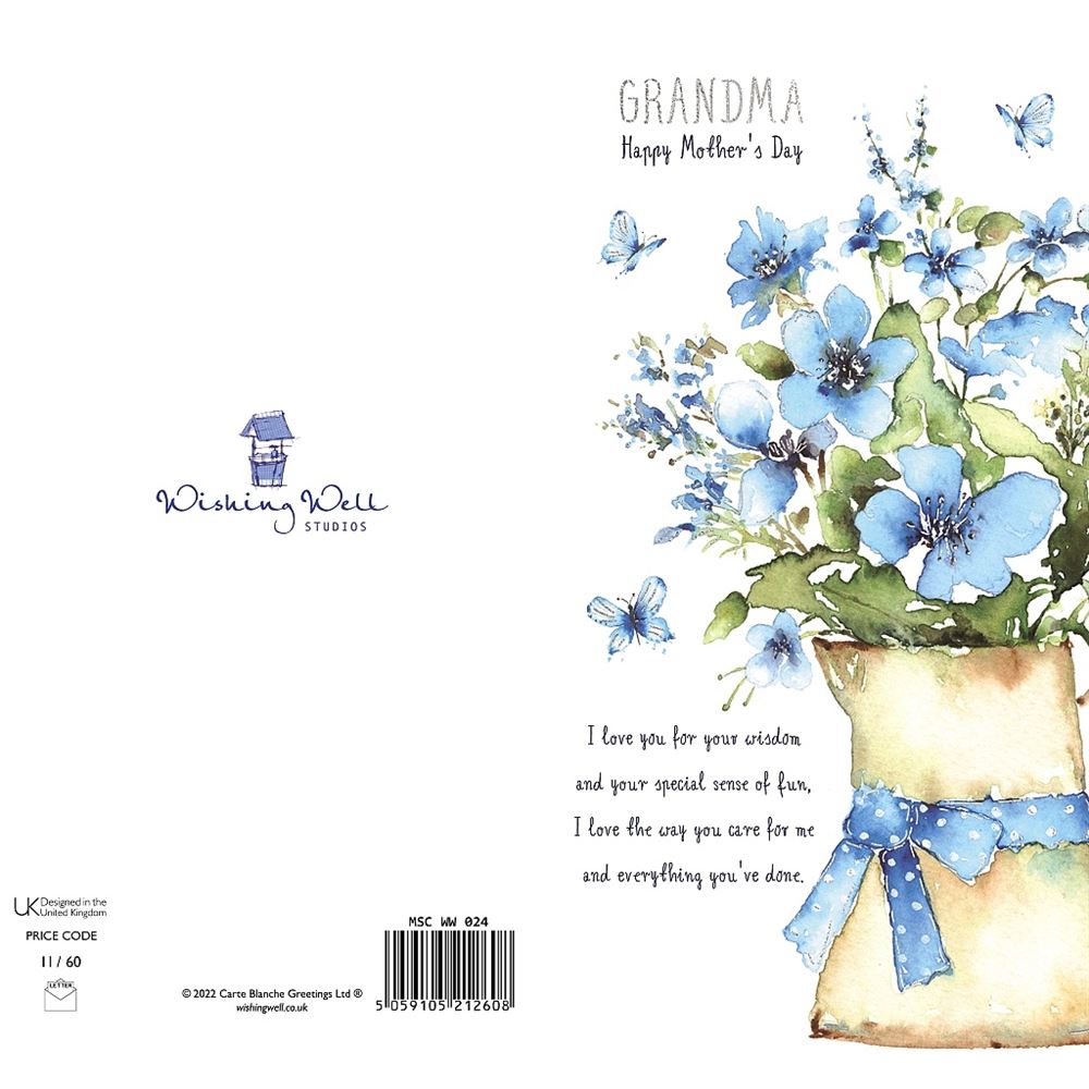 Blue Flower Bouquet Design with Heartfelt Message Grandma Mother's Day Card