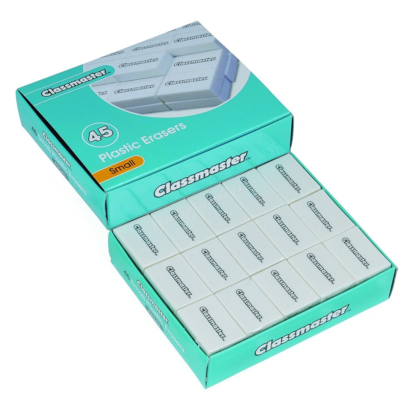 Pack of 45 Classmaster Plastic White Erasers (PES45)