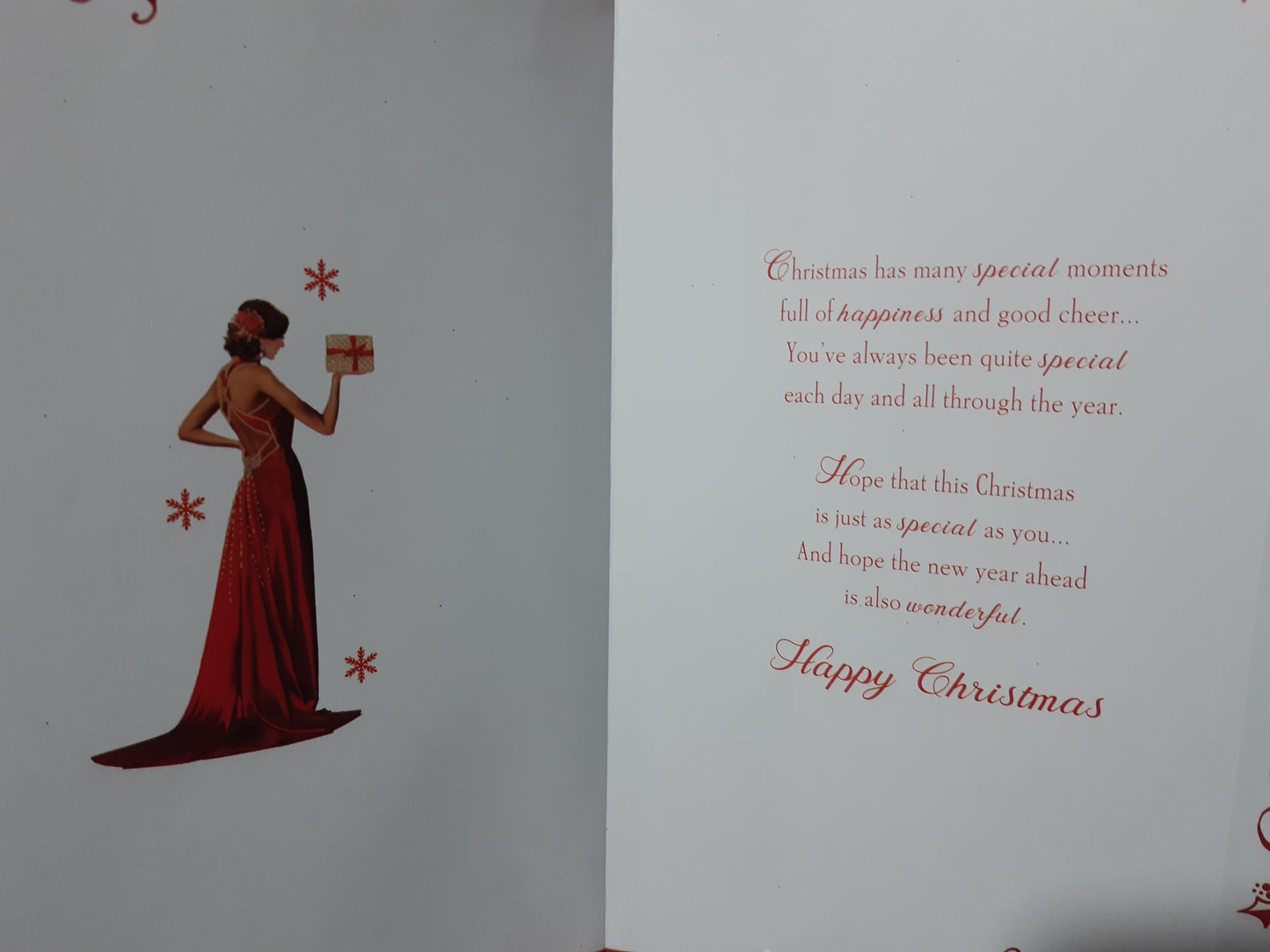 Christmas Wishes To Mum Elegant Red Dress & Festive Decor Card