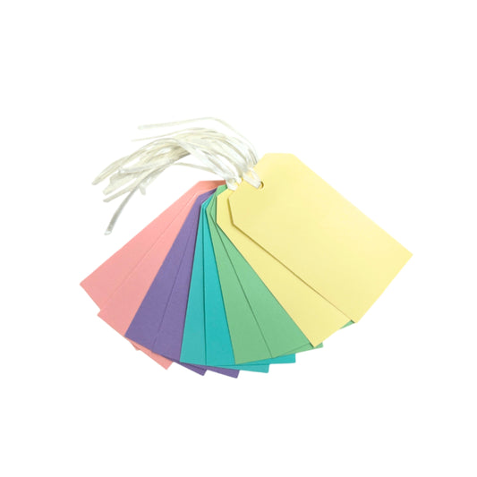 Pack of 10 Assorted Pastel Coloured Strung Tags 60 x 120mm