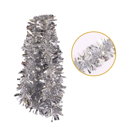 Pack of 12 2m Christmas Chunky Tinsel - Silver