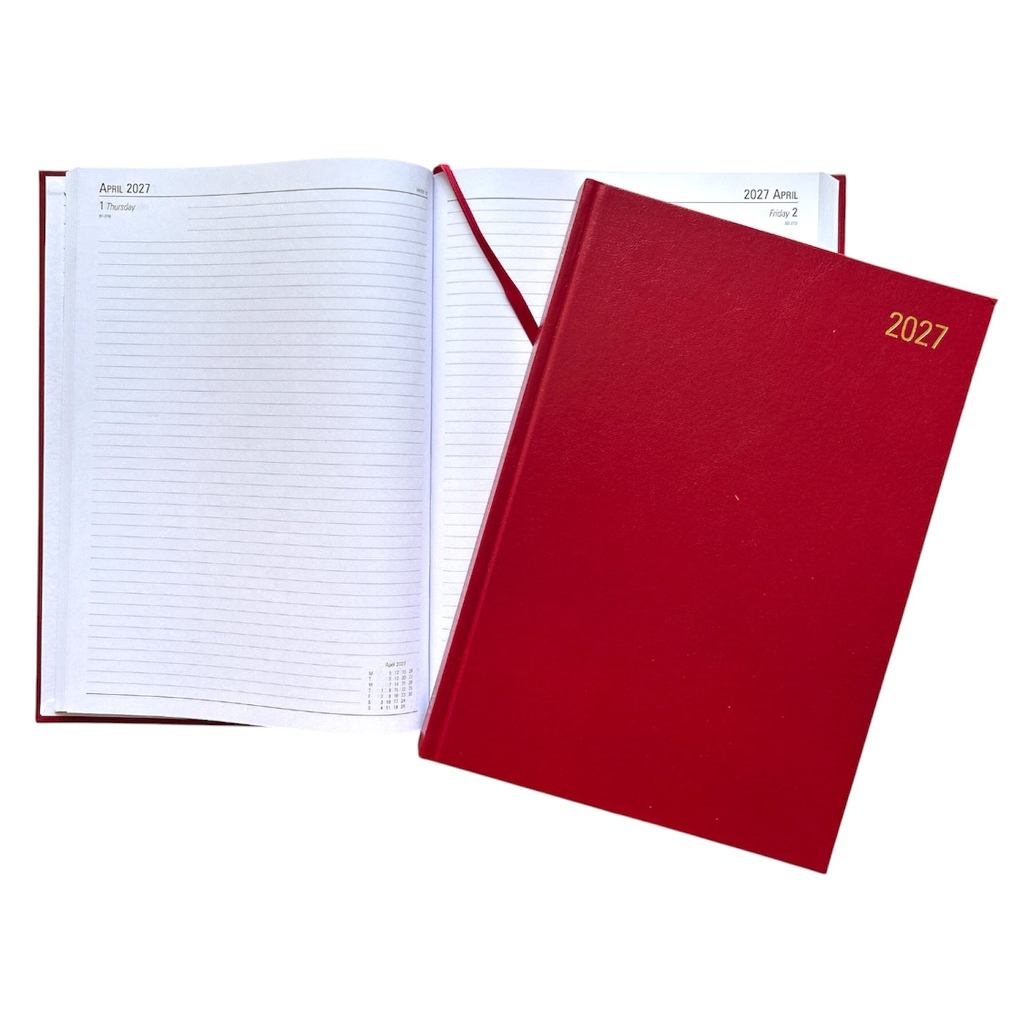 Janrax 2027 A4 Day Per Page Burgundy Desk Diary