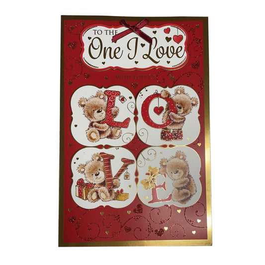 One I Love Teddies Holding Letters LOVE Design Valentine's Day Card