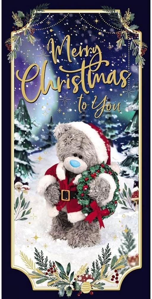 Bear With Wreath Merry Christmas Photo Finish Money Wallet Card