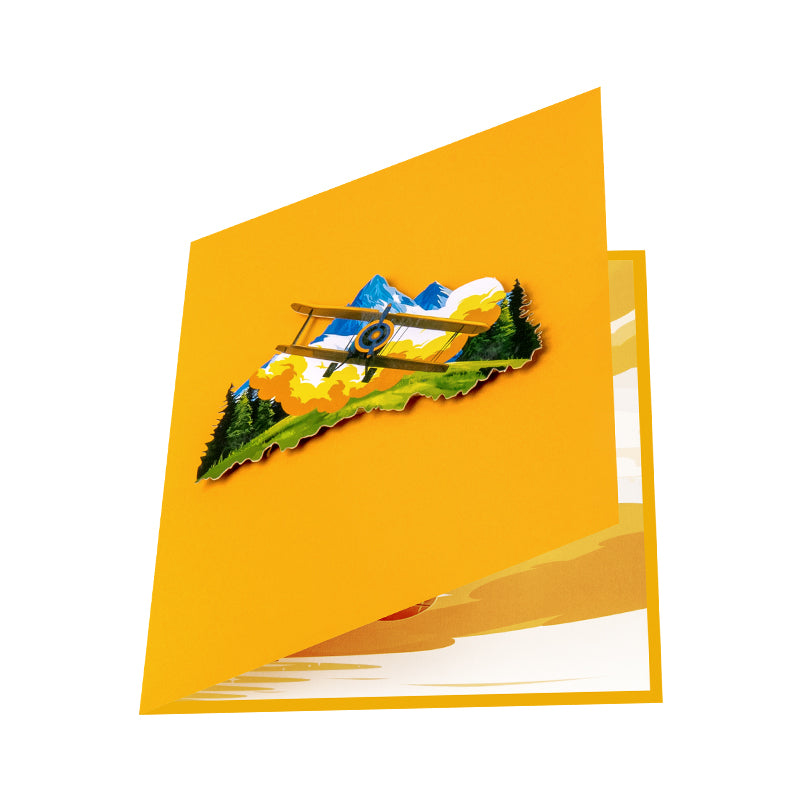 Soaring High Skybound Adventure 3D Biplane Pop Up Card
