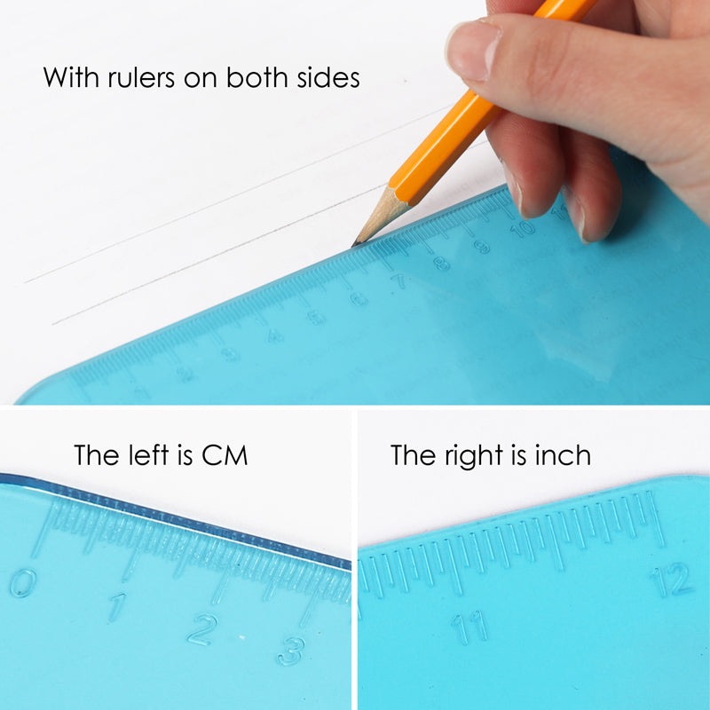 Pack of 8 A4 Coloured Translucent Clipboard Writing Board with cm/Inch Engraved Ruler