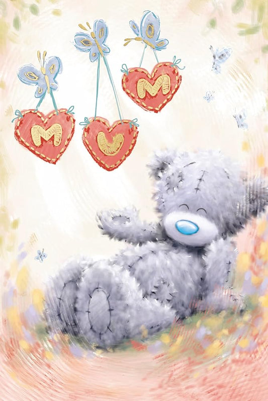 Bear And Hanging Hearts Softly Drawn Mum Mother's Day Card