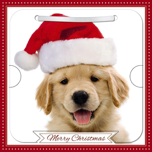 Dog With Santa Hat Photographic 3D Lenticular Merry Christmas Card with Detachable Keepsake