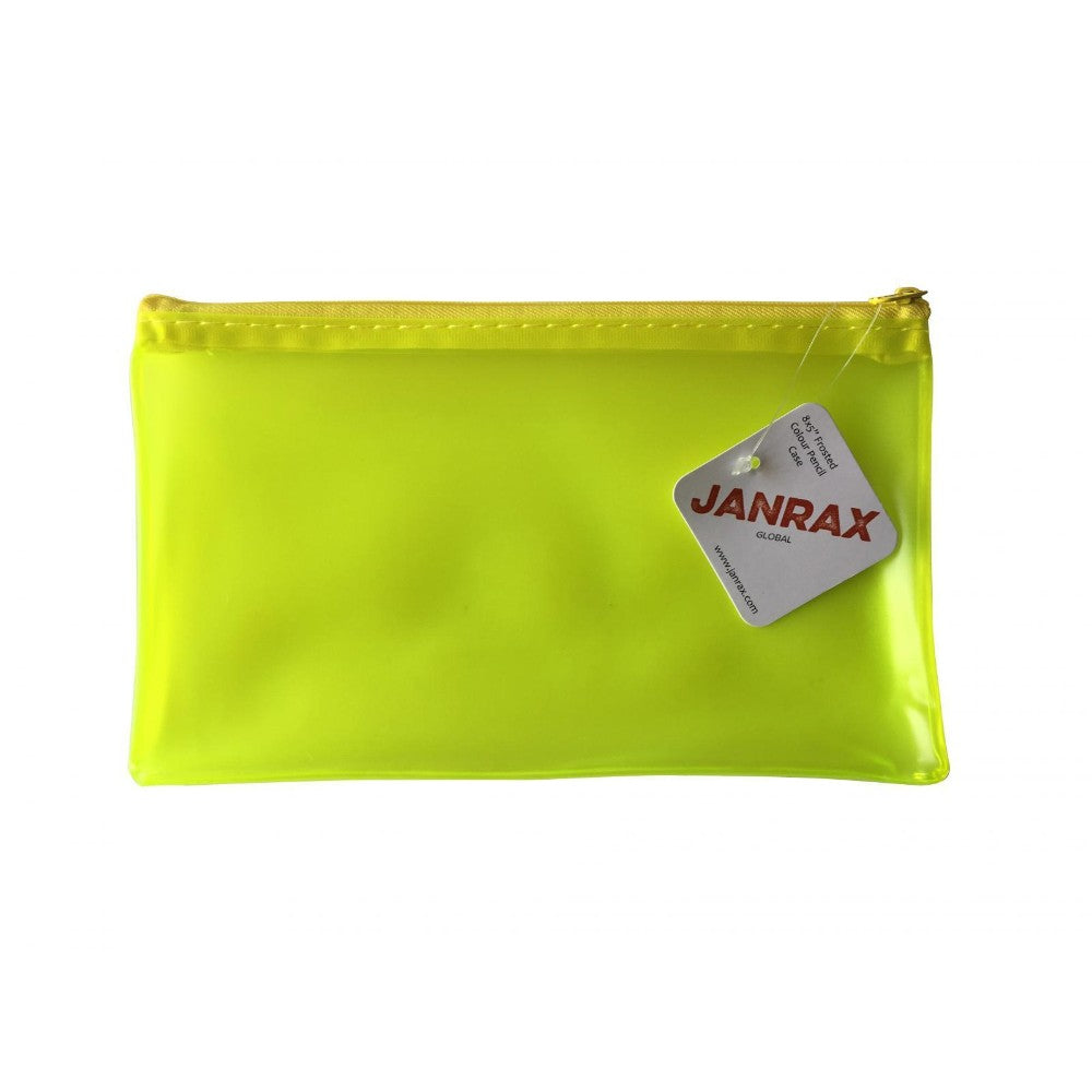 8x5" Frosted Yellow Pencil Case - See Through Exam Clear Translucent