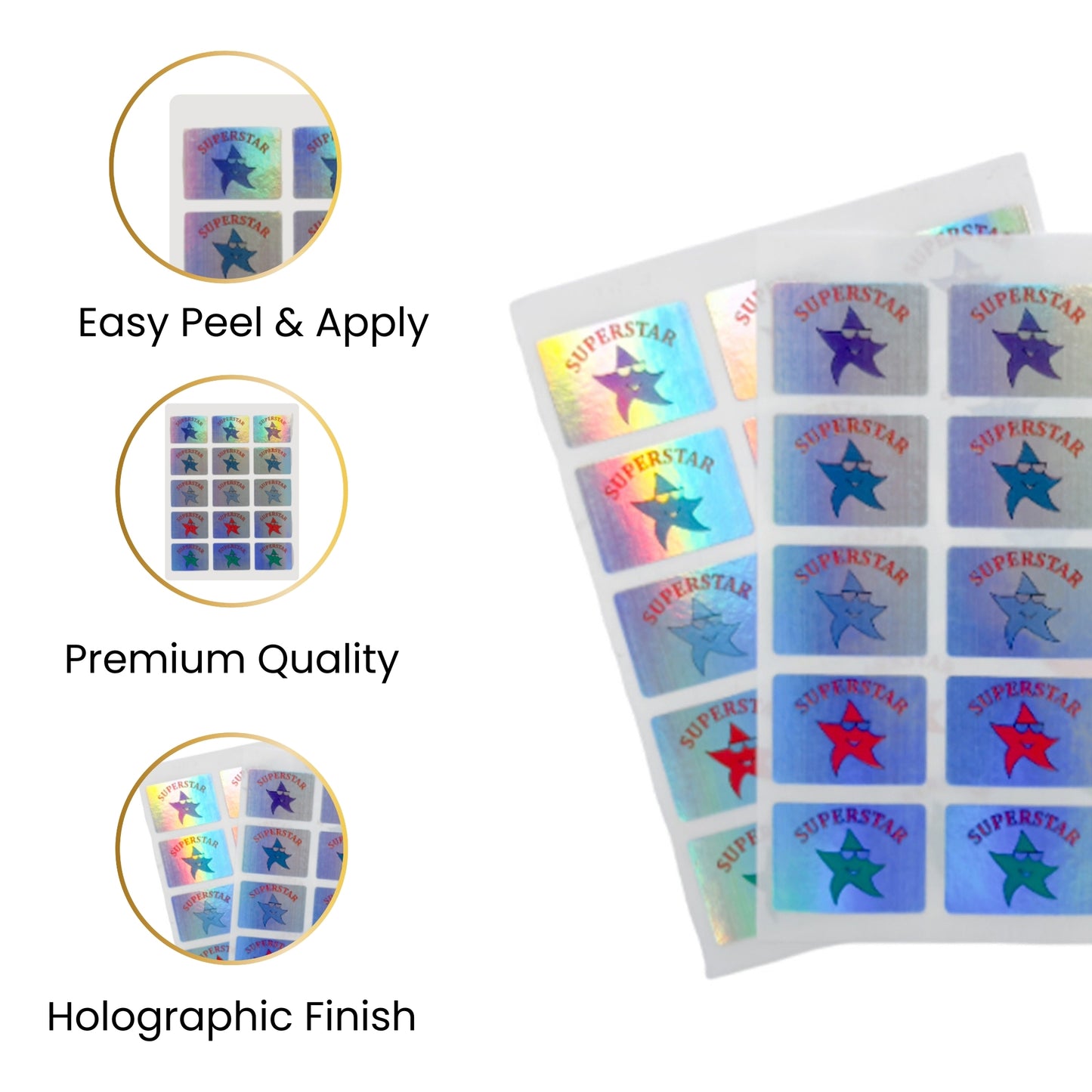 Pack of 180 Superstar Holographic 25x18mm Motivational Self-Adhesive Labels