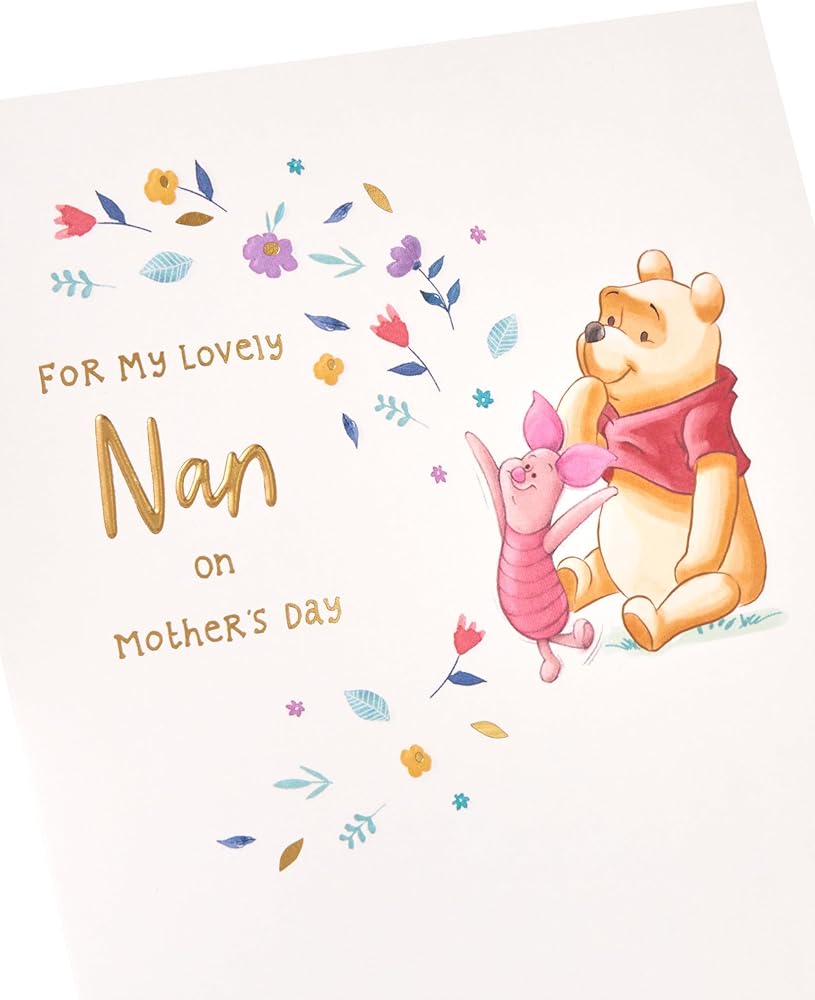 Disney Winnie & Piglet Floral Design Nan Mother's Day Card