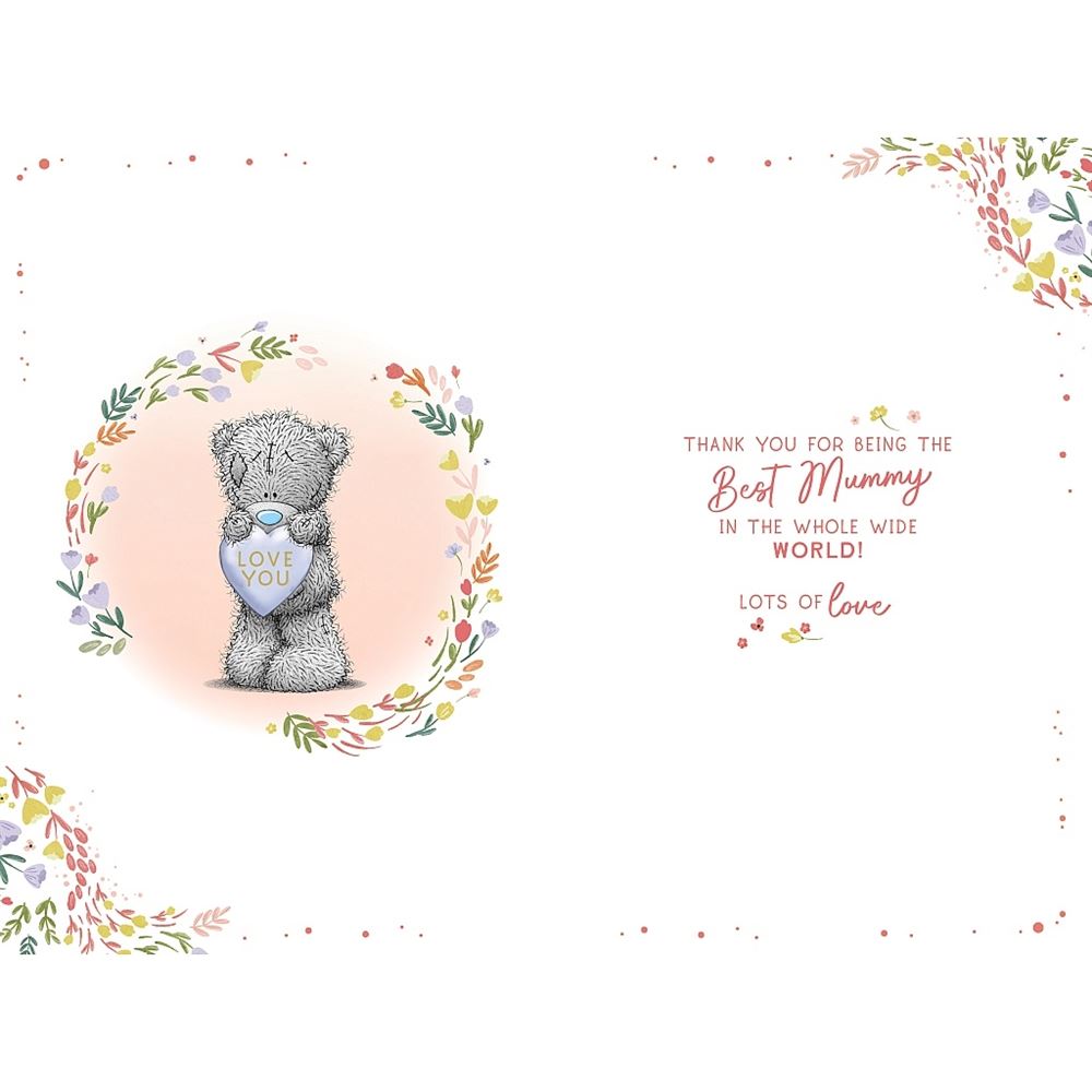 Bear Holding Blue Heart Mummy From Little Boy Mother's Day Card