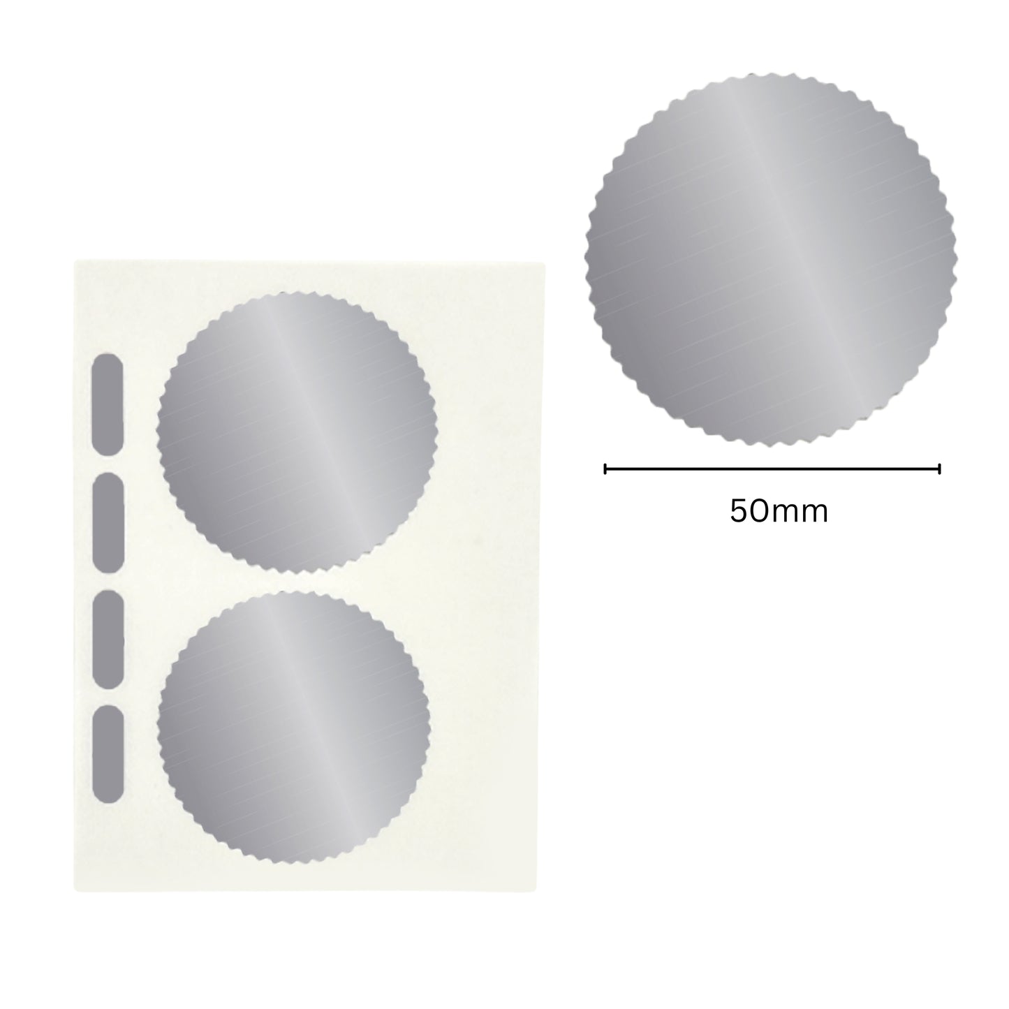 Pack of 72 Silver Foil Company Seals Labels 50mm