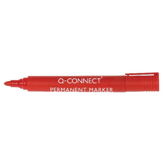 Q-Connect Permanent Marker Pen Bullet Tip Red (Pack of 10) KF26047