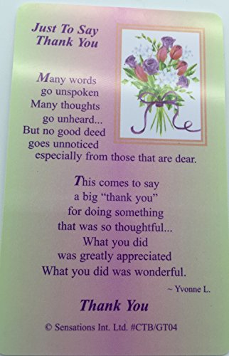 Just To Thank You Sentimental Keepsake Wallet Card– Shop Inc