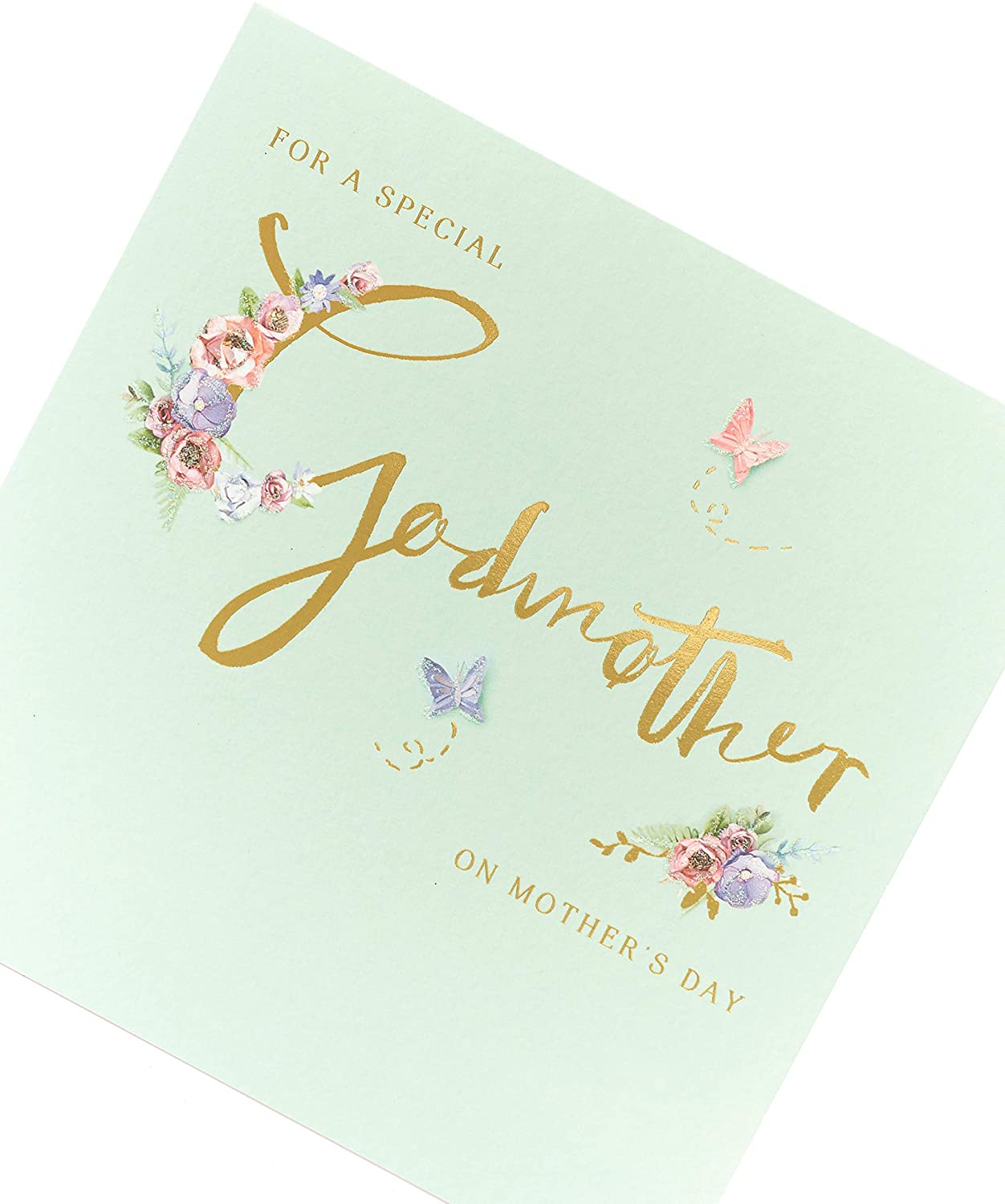 Special Godmother Florals & Gold Metallic lettering Mother's Day Card