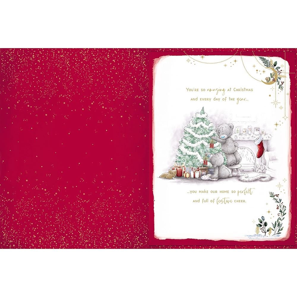 Bears Opening Xmas Gift Wonderful Wife Large Luxury Boxed Handmade Christmas Card