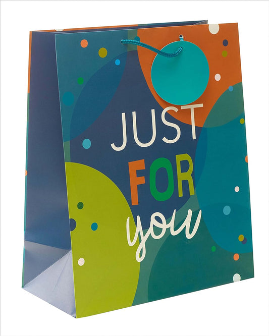 Just For You Blue Large Gift Bag With Tag Father's Day Birthday Act For Him