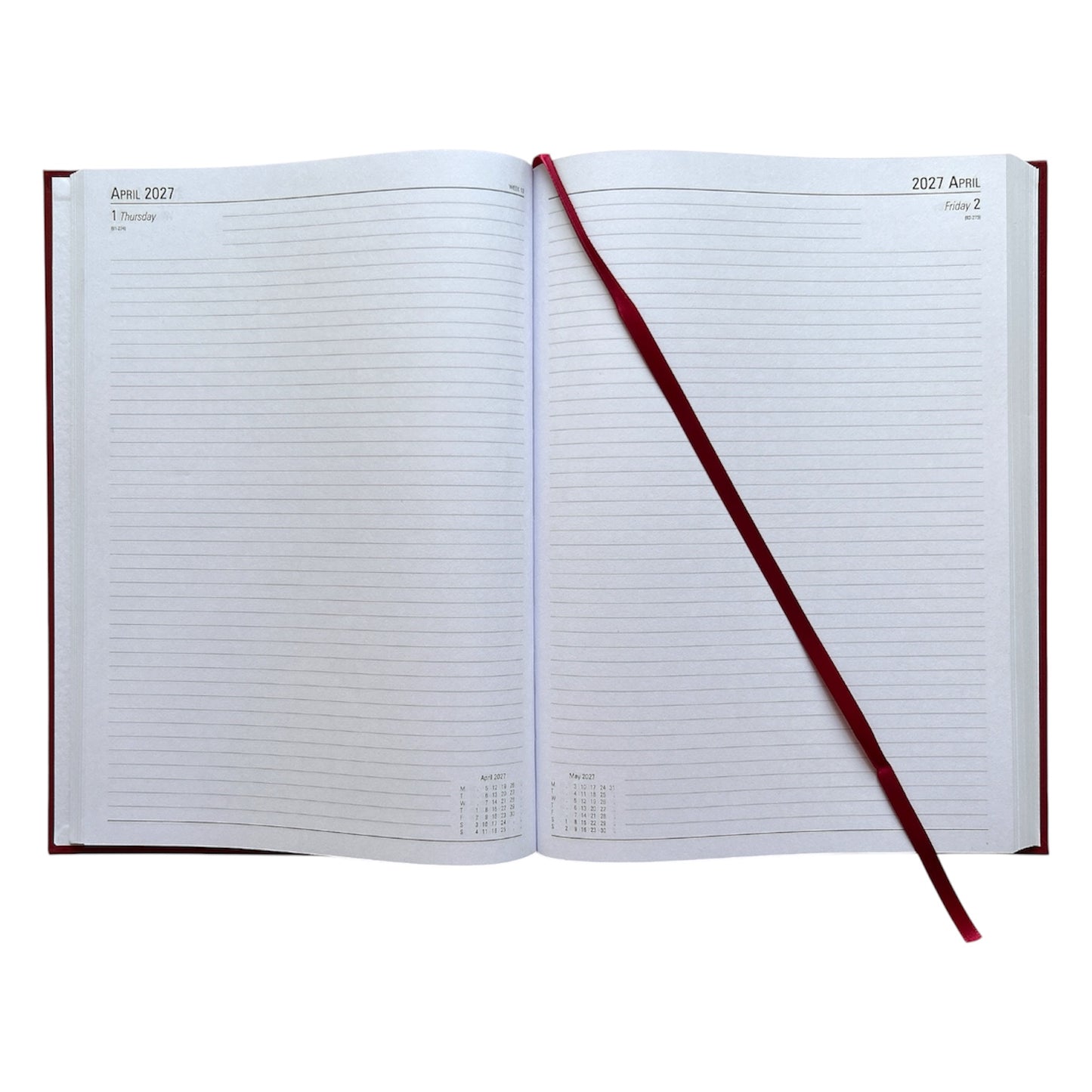 Janrax 2027 A4 Day Per Page Burgundy Desk Diary
