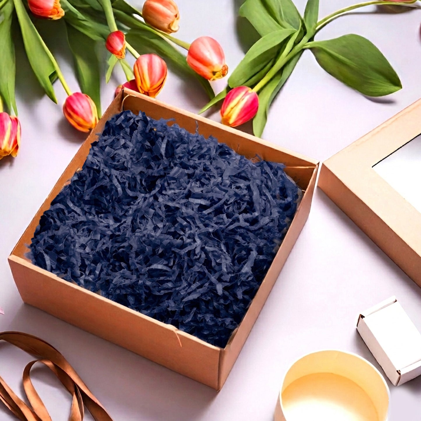 5 Boxes of Navy Blue Tissue Shred 1kg - Total 5kg