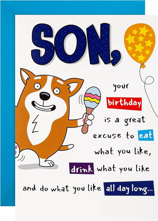 Dog Illustration Pop Up Design Funny Son Birthday Card