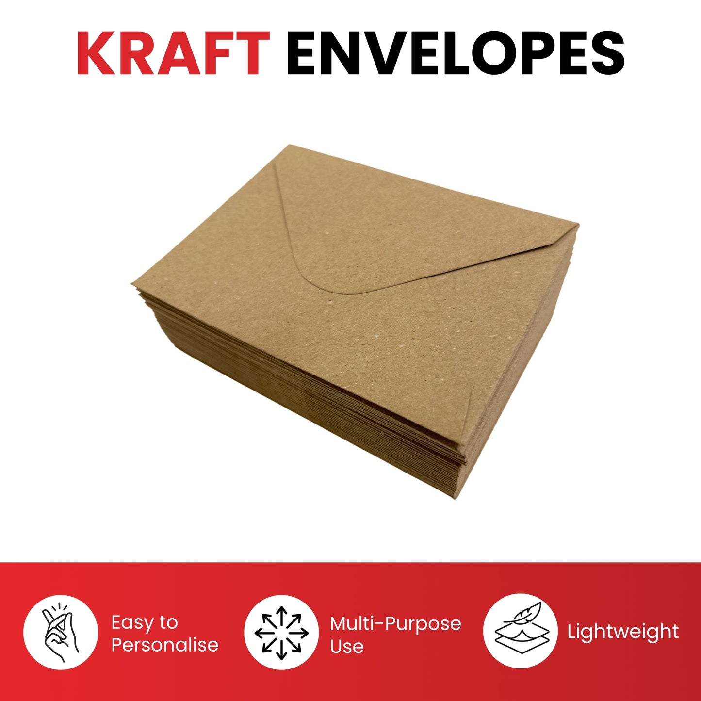 Pack of 50 Eco Kraft Recycled 110gsm 133x184mm Gummed Envelopes