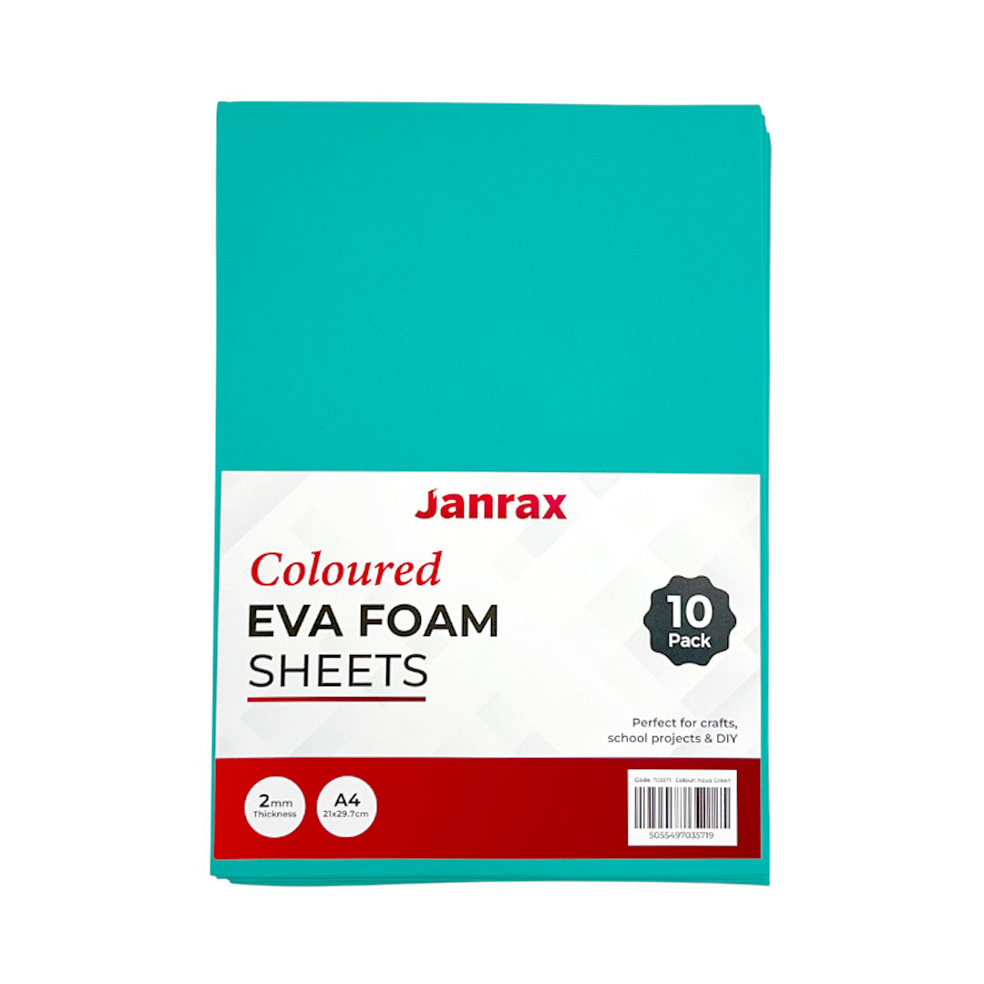 Pack of 100 A4 Aqua Green Coloured EVA Foam Sheets