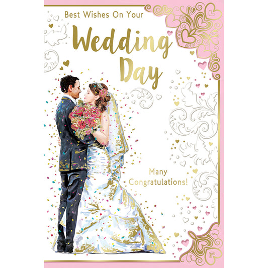 Best Wishes On Your Wedding Day Many Congratulations Open Celebrity Style Greeting Card