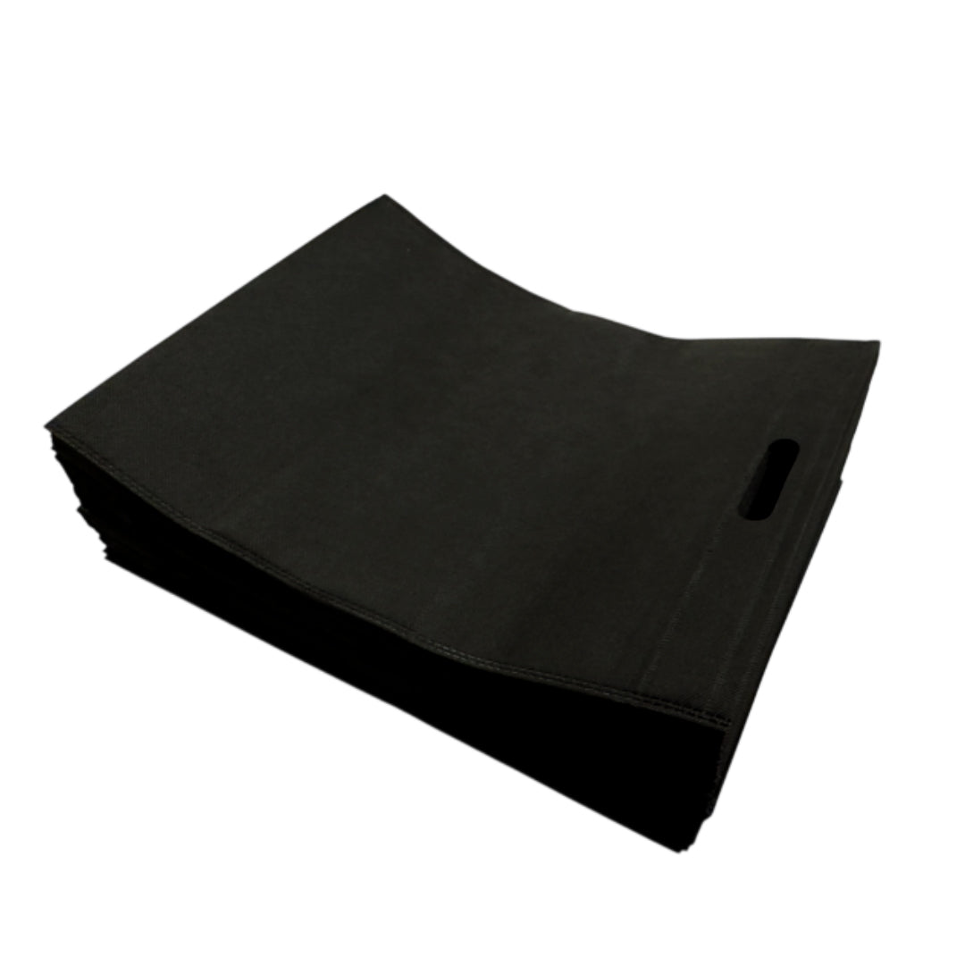 Pack of 25 Black Coloured 45x35cm Non-Woven Patch Handle Bags