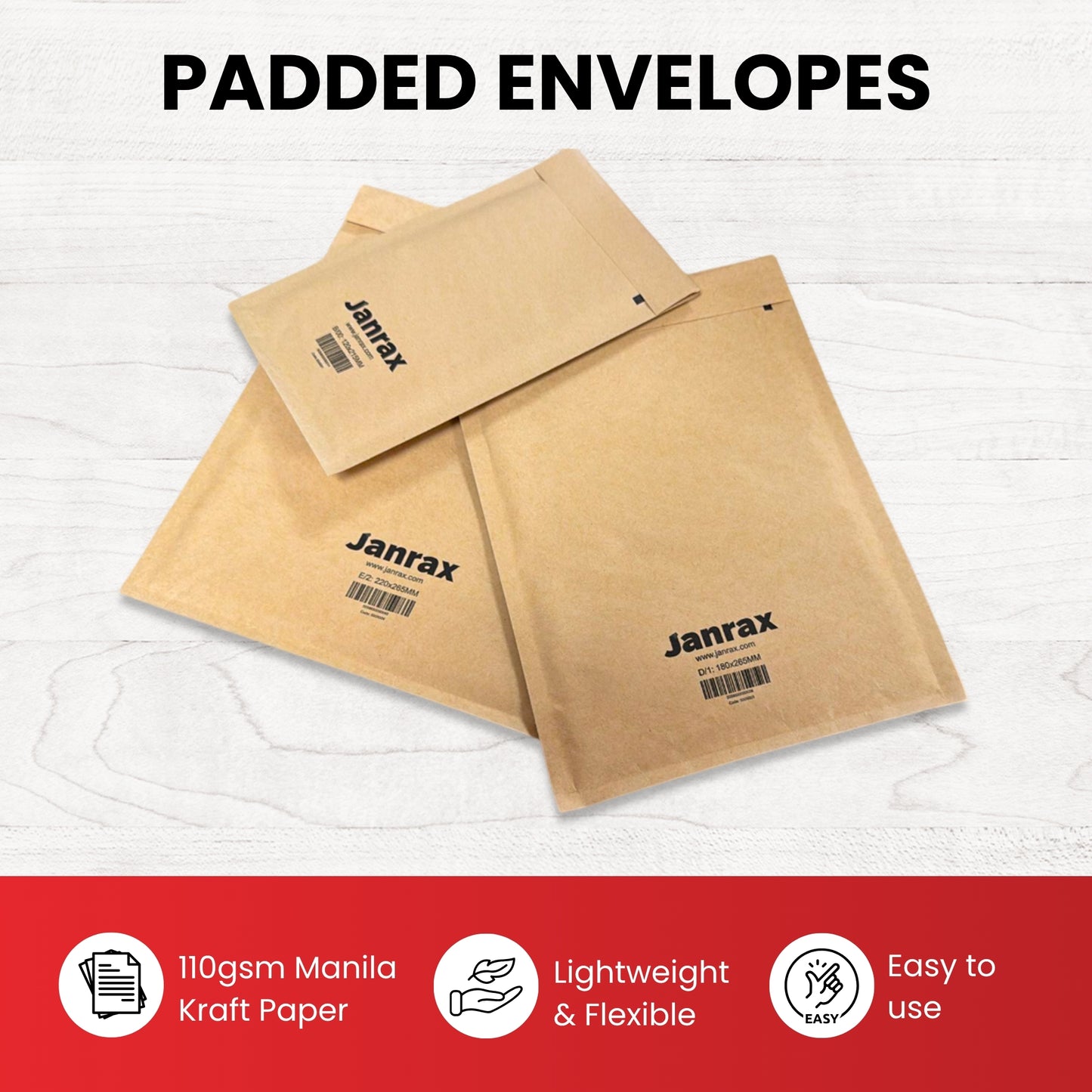 Pack of 50 Bubble Lined Size 3/F Padded Brown Postal Envelopes by Janrax