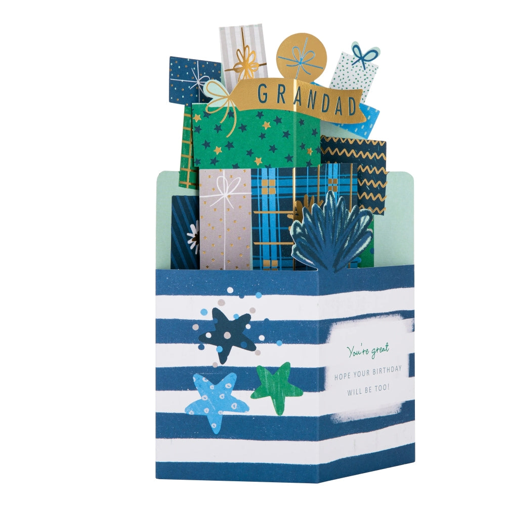 3D Pop-Up Stack of Presents Design Grandad Birthday Card
