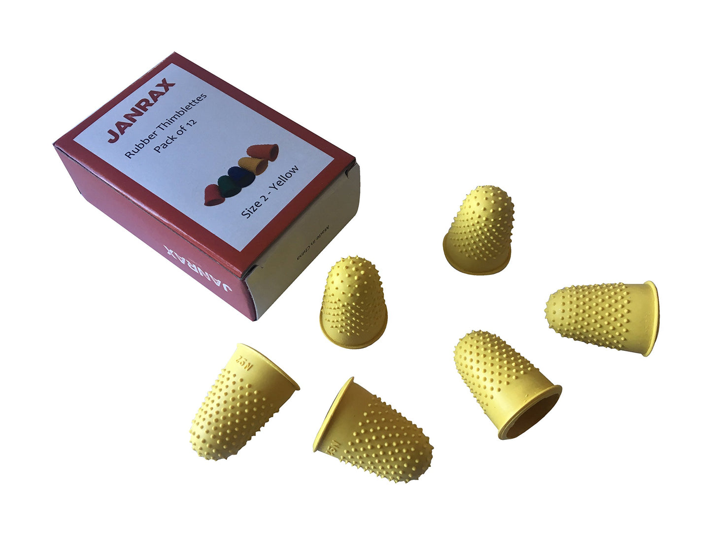Pack of 12 Yellow No.2 Rubber Thimblettes 