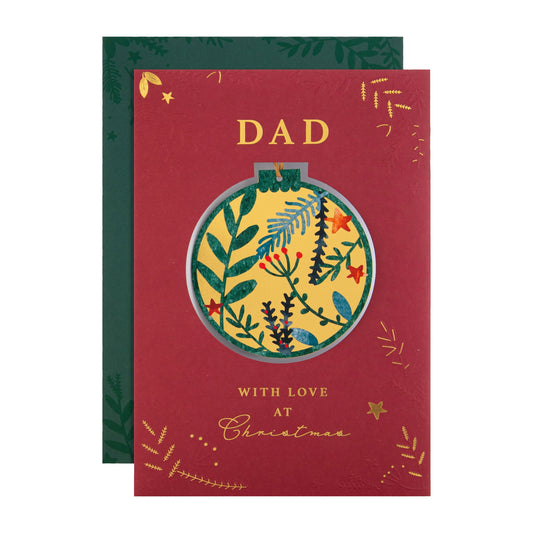 Traditional Foliage & Bauble Design with Keepsake Dad Christmas Card