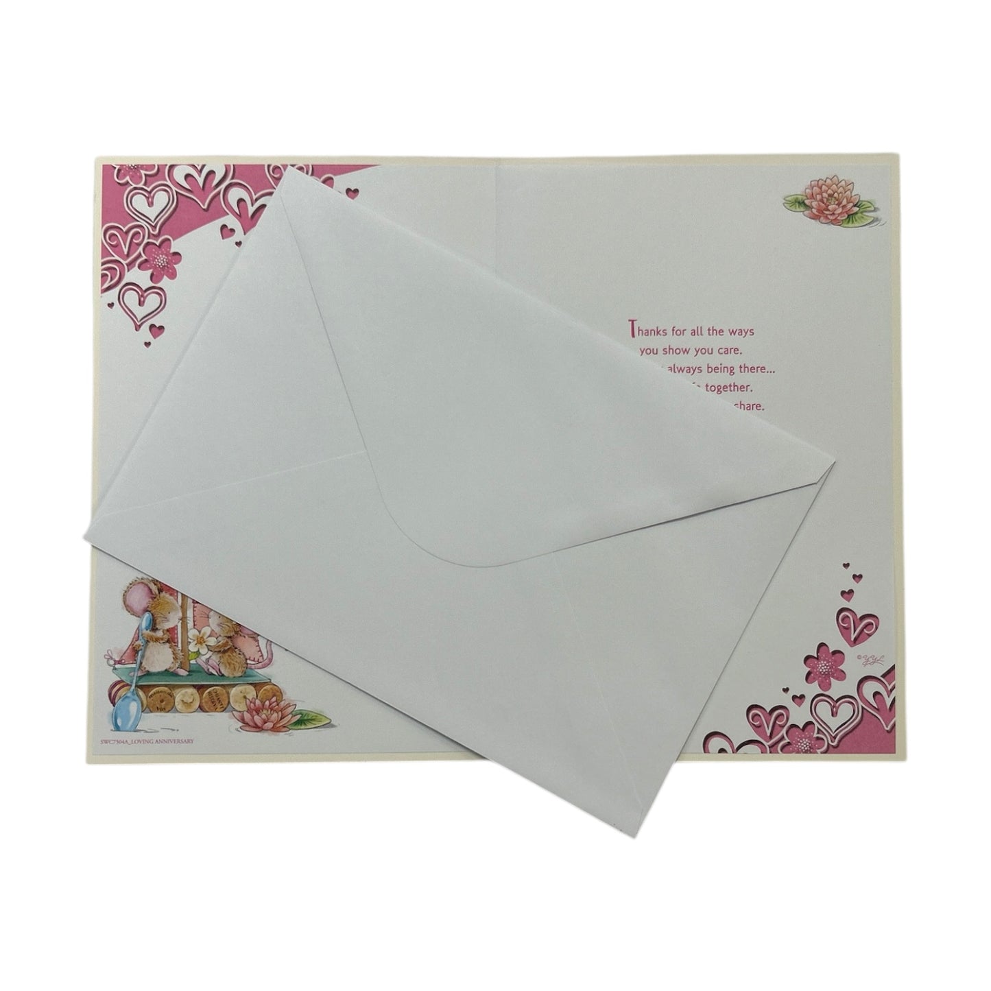 On Our Anniversary Yacht and Hearts Design Greeting Card