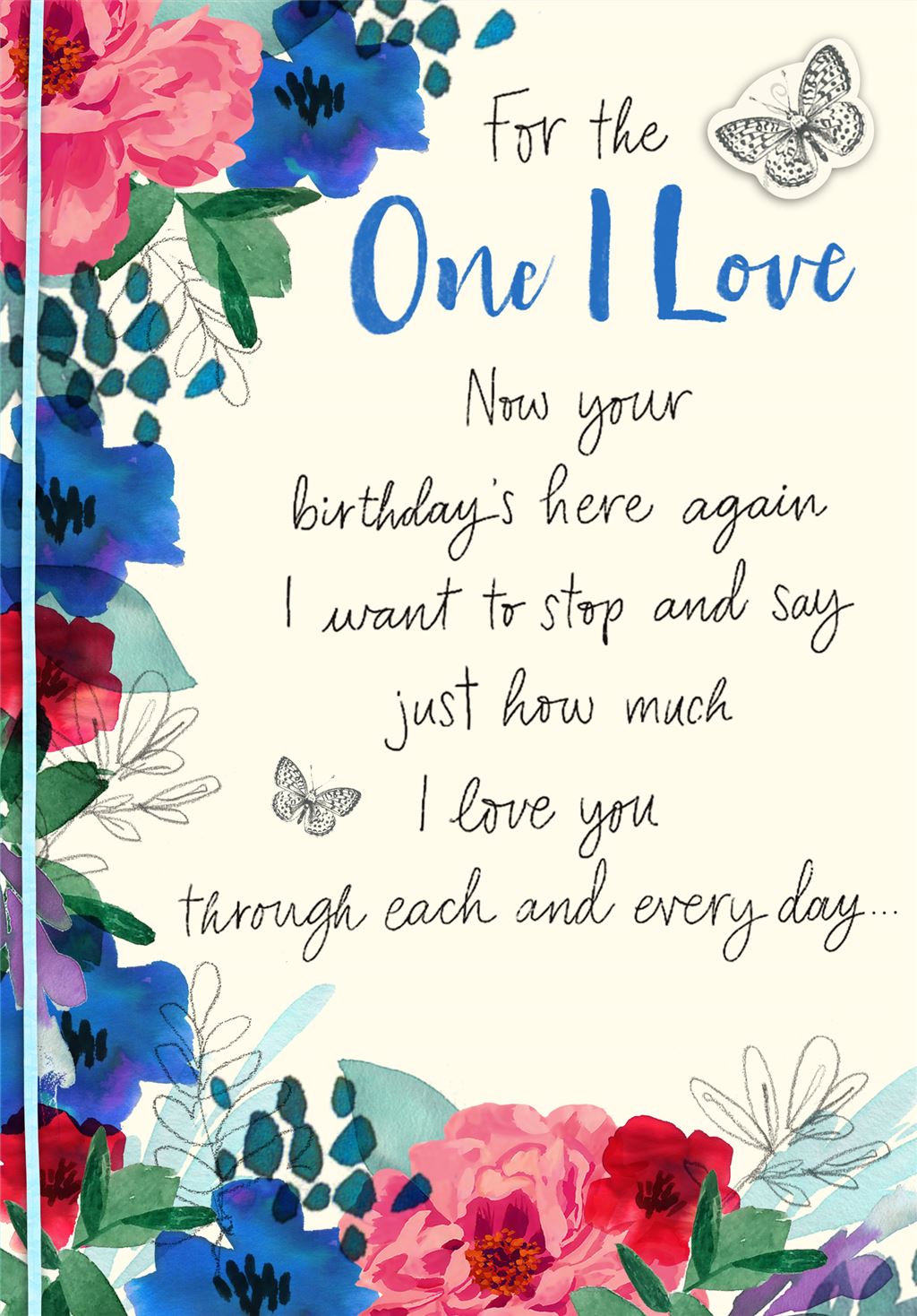 Willow Floral Bouquet For One I Love Birthday Card