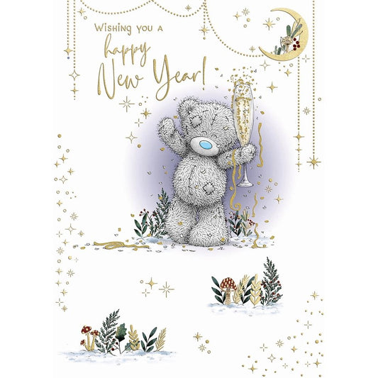 Bear with Champagne Glass New Year Card