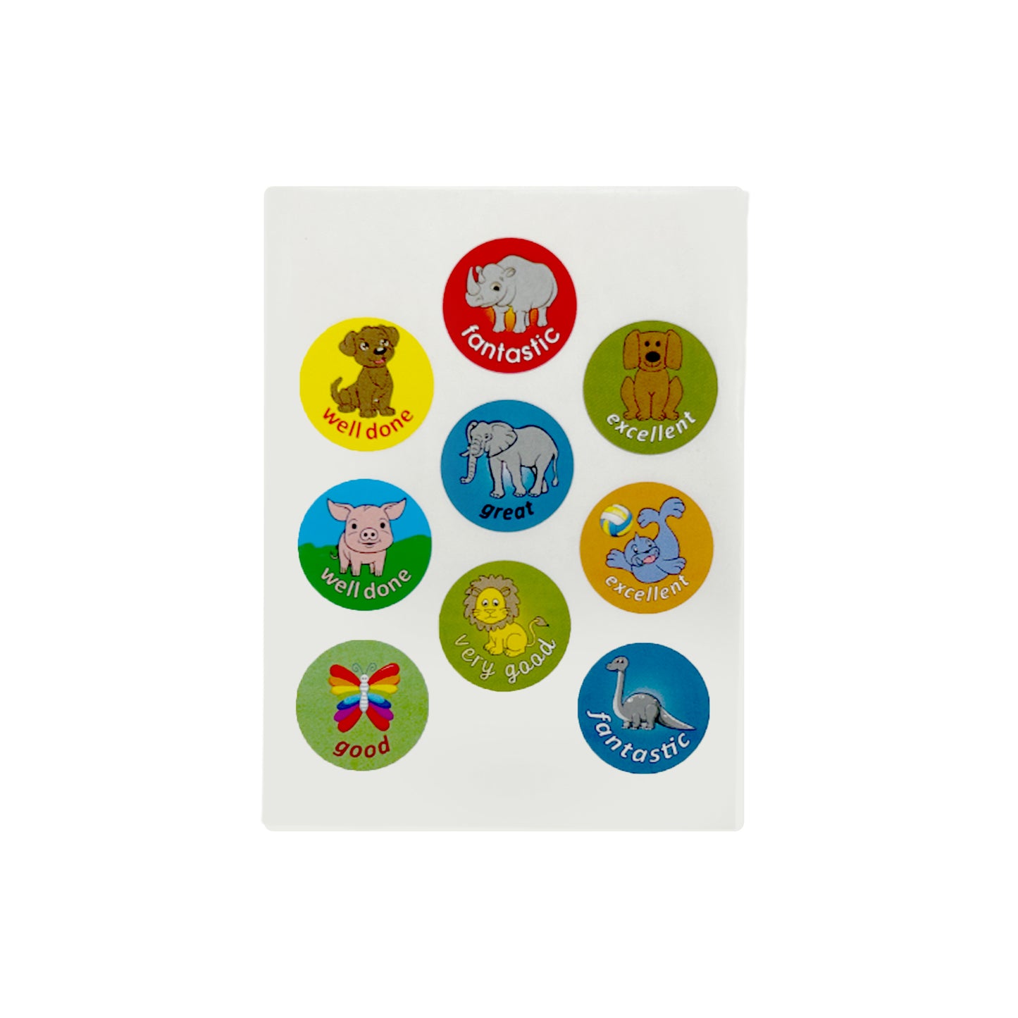 Pack of 162 Motivational Animals 24mm Round Self-Adhesive Labels