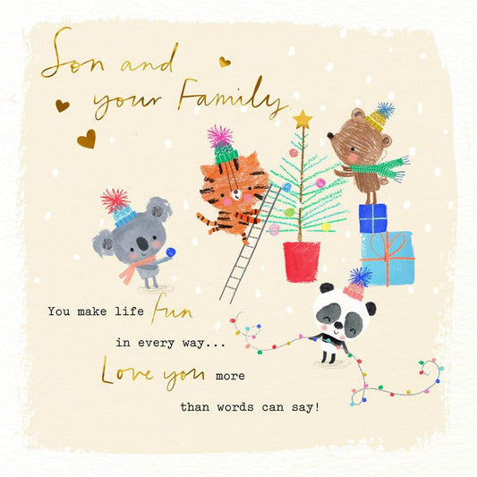 Cartoon Design Son and Your Family Christmas Card