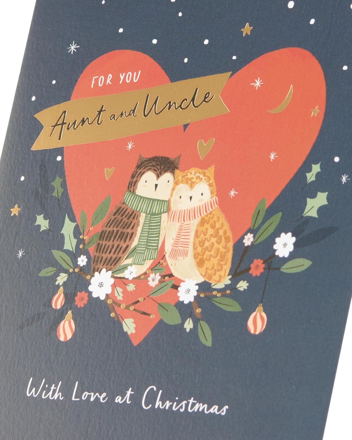 Festive Owls Design Aunt & Uncle Christmas Card