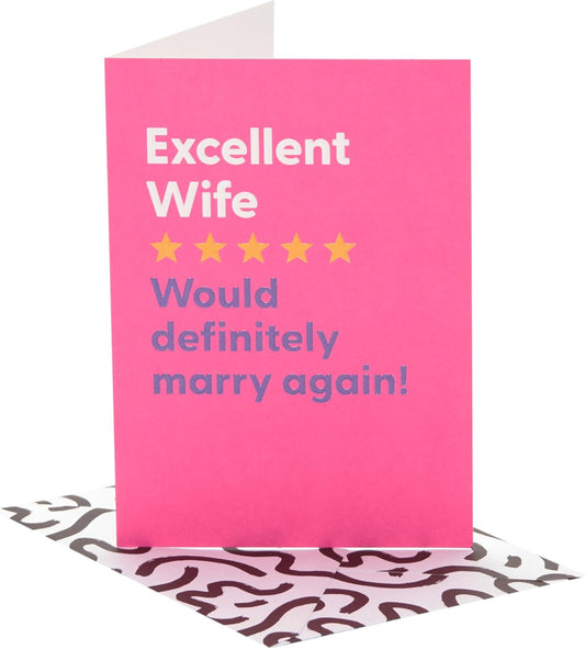 Funny Pink Review Design Wife Birthday Card