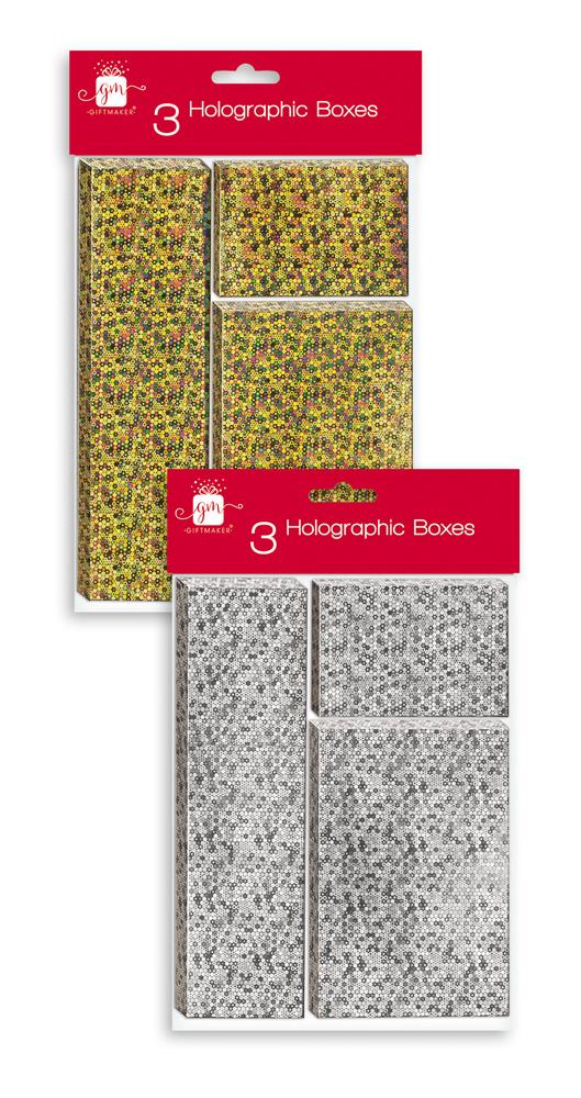Pack of 3 Assorted Christmas Holographic Boxes